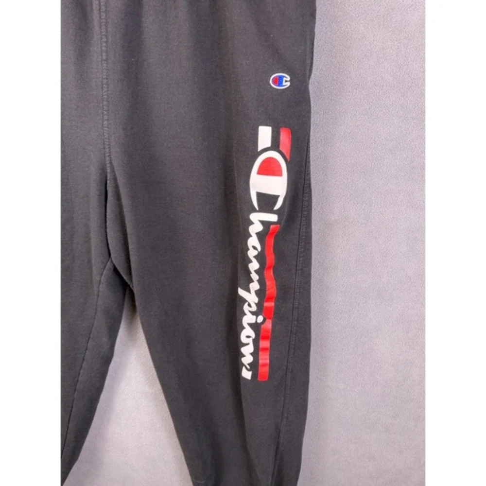 Champion‎ Joggers Men 3XL Adult Black Pants Spell out Logo Sweatpants Fleece